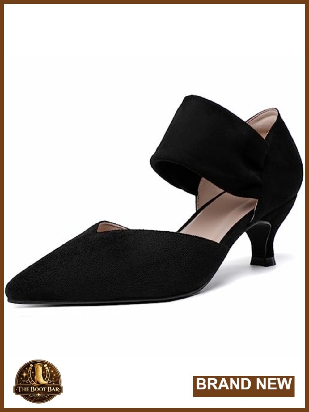 Kitten Heels Women Closed Toe Low Heels Pointed Toe Slip On Pumps Dressy Shoes
